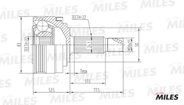 Miles GA20195 Шрус lada 110-112/08-099 1.1-1.5 86- нар. - 3