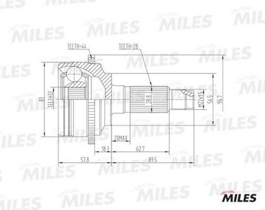 Miles GA20223 Шрус mazda 6 1.8-2.3 02- нар.(ABS) - 1