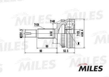 Miles GA20473 Шрус toyota corolla 1.3 92-97 нар. (abs) - 3