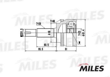 Miles GA20474 Шрус toyota corolla 1.4/1.6 02- нар. ABS - 1