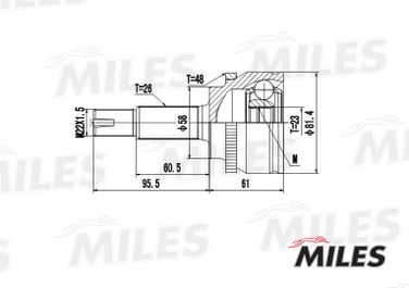 Miles GA20474 Шрус toyota corolla 1.4/1.6 02- нар. ABS - 3