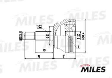 Miles GA20516 Шрус VW g1/g2/g3/passat/polo/seat toledo 1.6-2.0 82-99 нар. - 3
