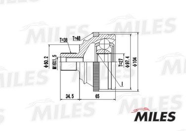 Miles GA20529 Шрус VW T4 1.9d-2.8 90-03 нар.(ABS) - 1