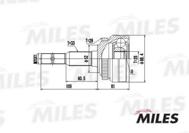 Miles GA20342 Шрус opel ascona/kadett 1.6-2.0 81-91 нар. ABS - 1