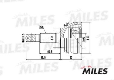Miles GA20472 Шрус toyota celica/camry/previa/lexus es250 2.0-2.5 89-01 нар. - 1