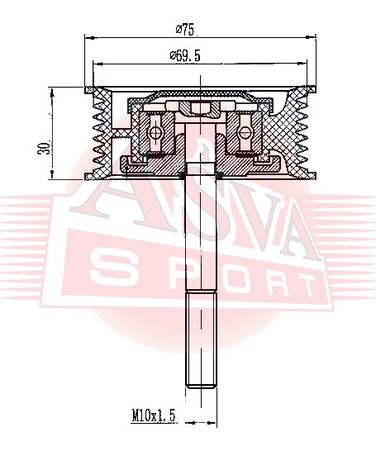 Asva VWBP-002 Ролик обводной приводного ремня | перед | - 2