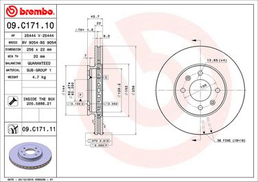Brembo 09.C171.11 Диск тормозной UV Coated | перед | - 2