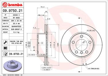 Brembo 09.9750.21 Диск тормозной UV Coated | перед | - 2
