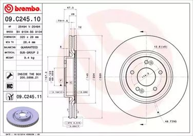Brembo 09.C245.11 Диск тормозной UV Coated | перед | - 1