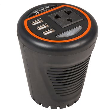 AIRLINE API-120-00 Инвертор 12в-220в, 120 Вт в подстаканник + 3usb - 2
