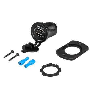 AIRLINE ACS-2U-02 Розетка USB встраиваемая, автомобильная, влагозащищенная с 2 портами (5в, 2.1а + 1.0а) - 4