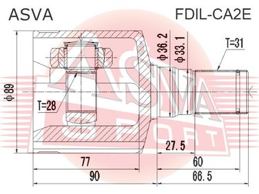 Asva FDIL-CA2E Шрус внутренний | перед лев | - 2