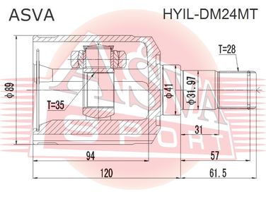 Asva HYIL-DM24MT Шрус внутренний | перед лев | - 2
