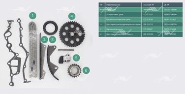 AUTOWELT TK-33002 Комплект газораспределения nissan Z24 двухрядная цепь - 2