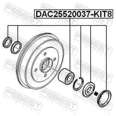 Febest DAC25520037-KIT8 Подшипник ступицы колеса (ремкомплект) | зад прав/лев | - 2