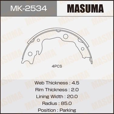 Masuma MK2534 Колодки тормозные барабанные ручника - 1