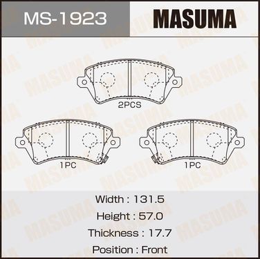 Masuma MS1923 Колодки тормозные | перед | - 1