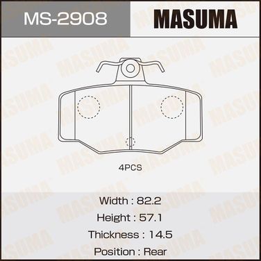 Masuma MS2908 Колодки тормозные | зад | - 1