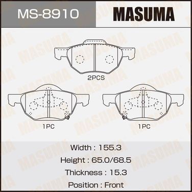 Masuma MS8910 Колодки дисковые masuma accord/ 2000, 2200, 2400 f | перед | - 1