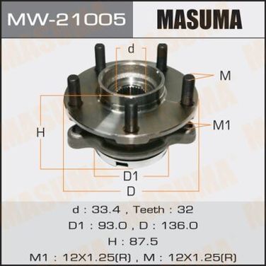 Masuma MW21005 Ступица колеса | перед лев | - 1