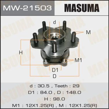 Masuma MW21503 Ступица колеса | зад | - 1