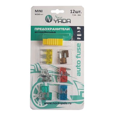 Nord Yada 900500 Предохранитель mini набор 12шт. с пинцетом в блистере ( 7.5,10,15,20,25,30 Ампер) - 1