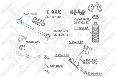 Stellox 55-00120-SX Тяга рулевая к-кт с пыльником Infiniti | перед | - 1