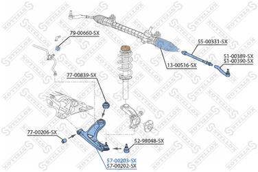 Stellox 57-00203-SX Рычаг нижн. л. Peugeot 107 1.4HDi 05> | перед лев | - 1