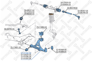 Stellox 57-01596-SX Рычаг л. Peugeot 405 all 88-96 | перед лев | - 1