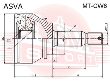 Asva MT-CW6 Шрус внешний | перед прав/лев | - 2