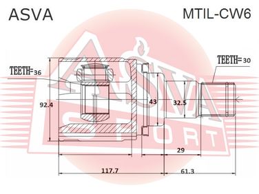 Asva MTIL-CW6 Шрус внутренний | перед лев | - 2