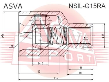 Asva NSIL-G15RA Шрус внутренний | перед лев | - 2