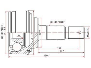 SAT TO-204 Шрус TY Land Cruiser uzj200 07-, lx570 07- - 1