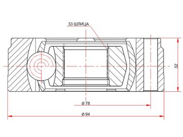 SAT VW-714 Шрус внутренний skoda octavia 04-12/vw colf v 03-08 | перед лев | - 1