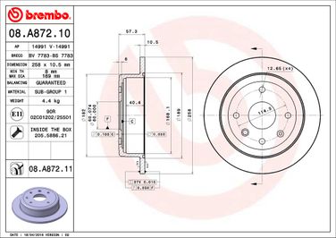Brembo 08.A872.11 Диск тормозной UV Coated | зад | - 2