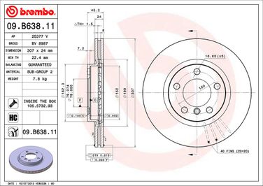 Brembo 09.B638.11 Диск тормозной UV Coated | перед | - 2