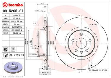 Brembo 09.N265.21 Диск тормозной UV Coated | перед | - 2