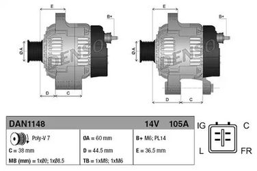 Denso DAN1148 Генератор - 4