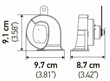 Hella 3FH940800821 Звук. сигнал 24V tc16 (72w, 410/510 Hz, 112dB) рожок черный - 5