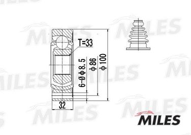 Miles GA10007 Шрус audi 80/vw g1/g2/g3/passat/polo 1.6-2.8 82-01 внутр. - 1