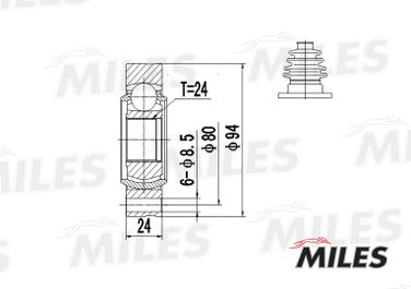Miles GA10012 Шрус BMW E36 1.6-2.0 90-03 внутр. - 3