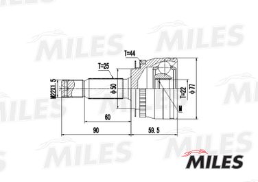 Miles GA20181 Шрус KIA cerato 1.6 04- нар. (abs) - 3