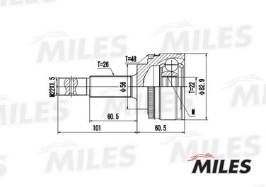 Miles GA20451 Шрус toyota avensis 1.6-2.0 97-03 нар.(ABS) - 1