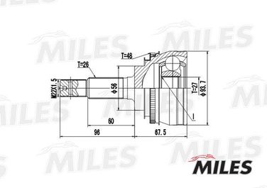Miles GA20458 Шрус toyota camry 2.0-2.2 91-01 нар.(ABS) - 1