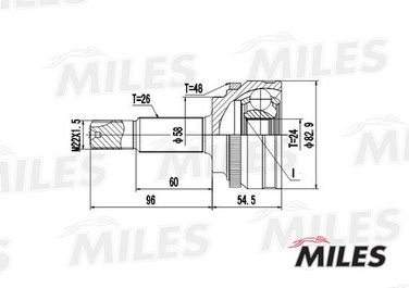 Miles GA20477 Шрус toyota corolla ix/verso e120/prius i-ii 1.5-1.8 00-09 нар. +abs - 1
