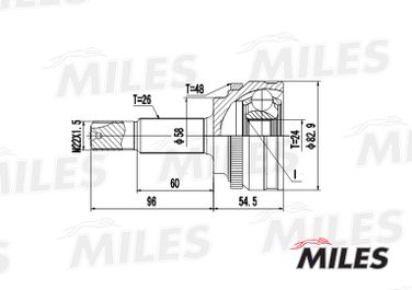 Miles GA20477 Шрус toyota corolla ix/verso e120/prius i-ii 1.5-1.8 00-09 нар. +abs - 3
