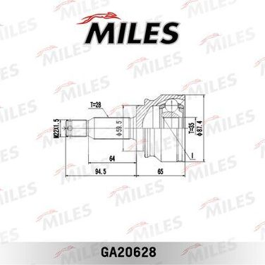 Miles GA20628 Шрус mitsubishi lancer x/outlander xl/psa 2.0-2.4 06- нар. - 1