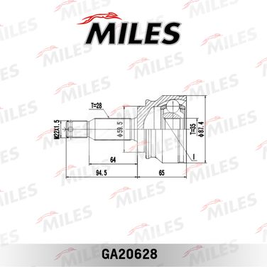 Miles GA20628 Шрус mitsubishi lancer x/outlander xl/psa 2.0-2.4 06- нар. - 3