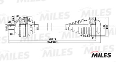 Miles GC00139 Привод в сборе VW T4 1.9d-2.5 90-03 лев./прав. (abs) - 3