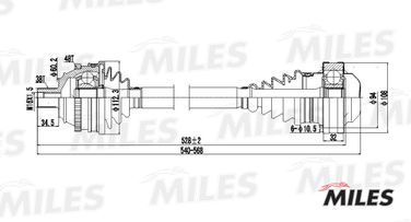Miles GC00140 Привод в сборе VW T4 1.9d-2.5 лев./прав.(ABS) - 3